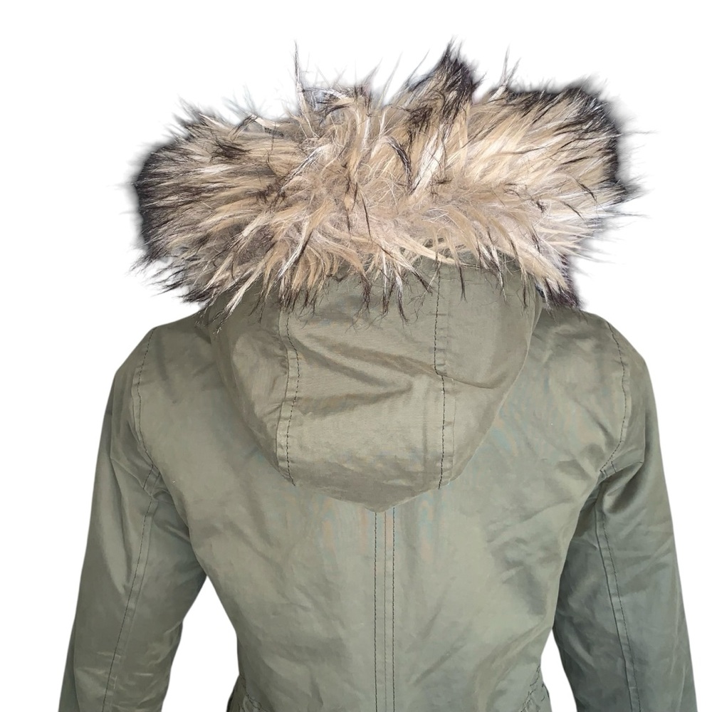 Hollister Olive Green Parka with Faux Fur Hood - Picture 3 of 16